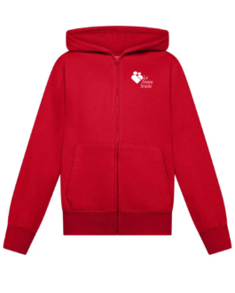 Felpa zip e cappuccio rossa